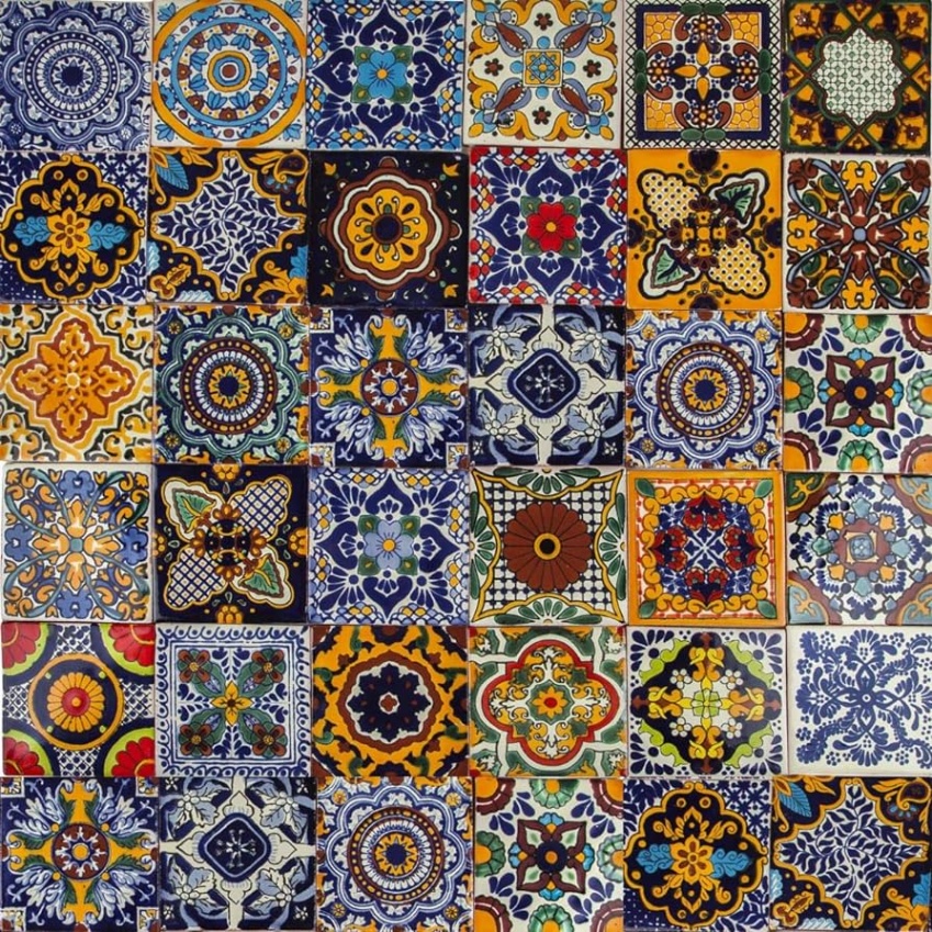 4x4 decorative tiles Bulan 1 Mexican Ceramic Tiles x - Colorido by Cerames -  Decorative