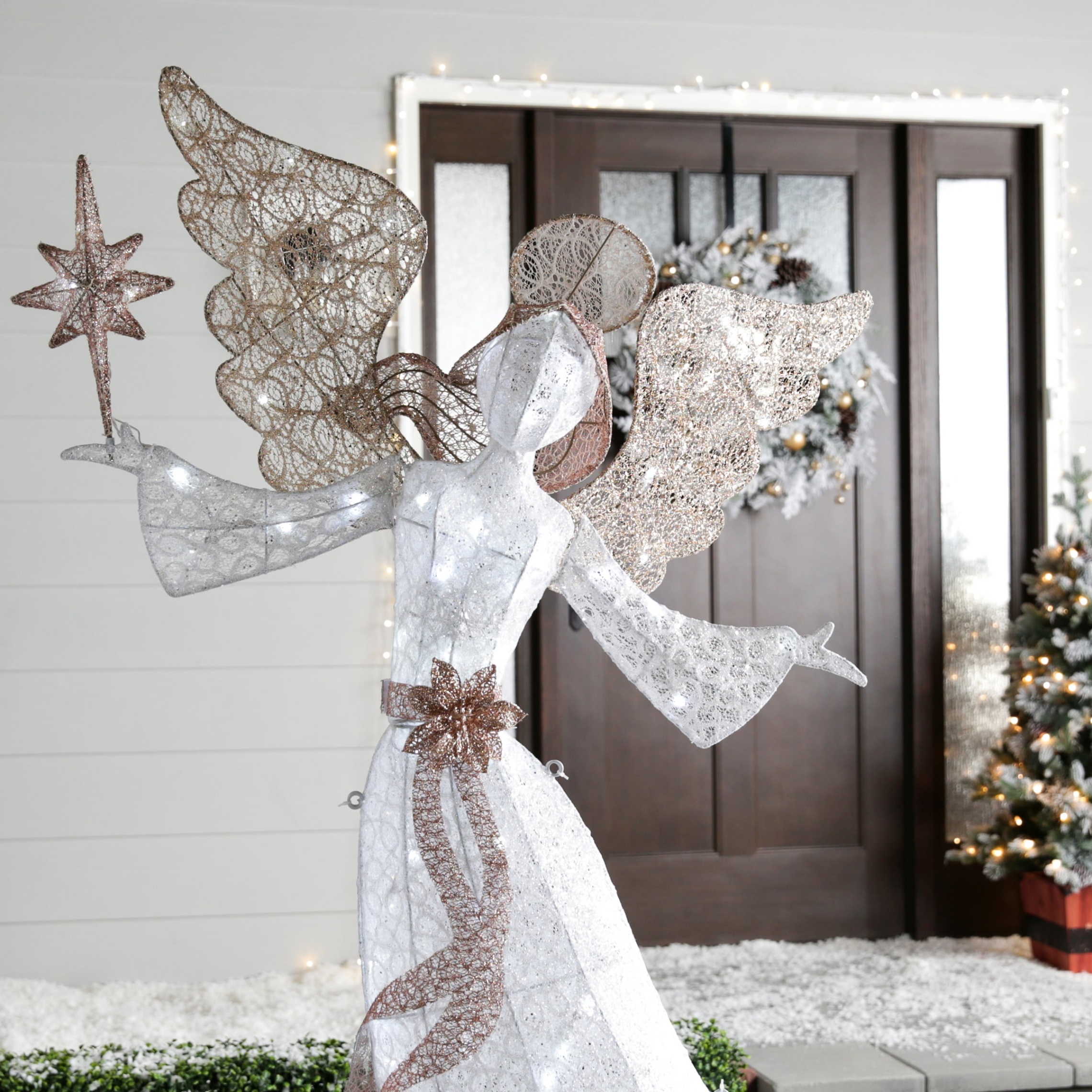 angel lawn decoration christmas Bulan 2 Holiday Living -in Angel Sculpture with White LED Lights at