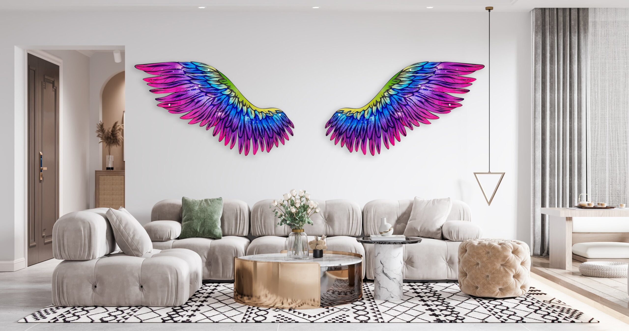 angel wing wall decor Bulan 2 Multicolor Angel Wings / Printed Acrylic Art/ Printed Wall Art / Wall  Decor/Wall Sculpture/Abstract Wall Decor/ Gift