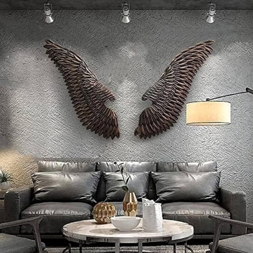 angel wing wall decor Bulan 2 Wing Sculpture Wall Decoration,D Large Angel Wings Wall Art Decor,Retro  Hanging Metal Angel Wings Home Wall Decor for Living Room Bedroom Office  Bar