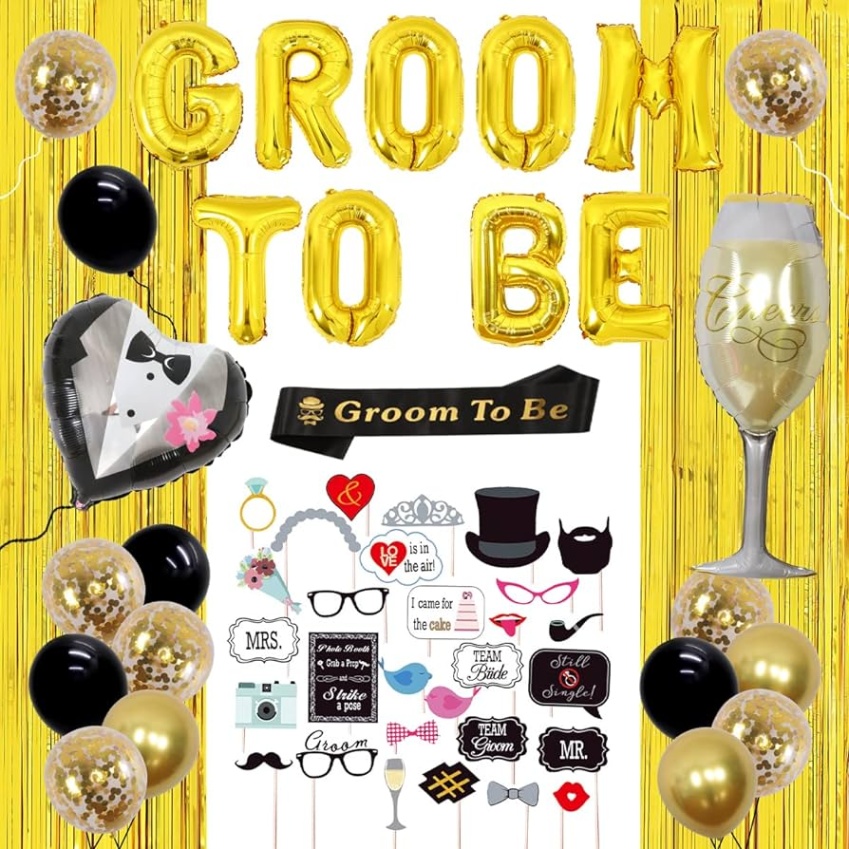 bachelor party decoration Bulan 3 Bachelor Party Decorations for Men, Groom To Be Sash Balloons, Black and  Gold Balloon & Photo Props Party Decor, Men Bachelor Decor Bridegroom  Shower