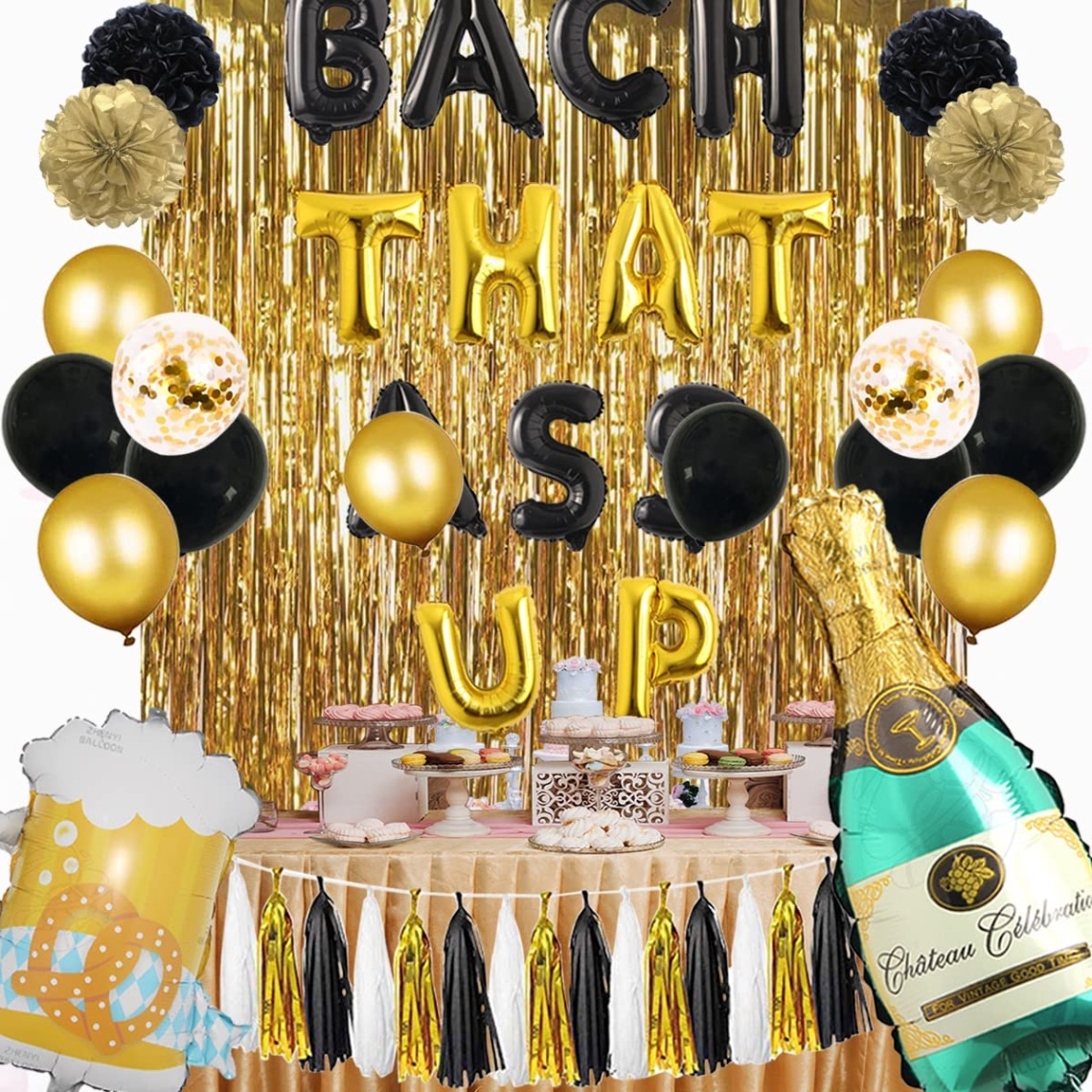 bachelorette party decorations near me Bulan 3 Bachelorette Party Decorations - Bach That Balloons Banner Sign Brunch  Bridal Shower for Gold and Black Nash Bachelorette Party Supplies