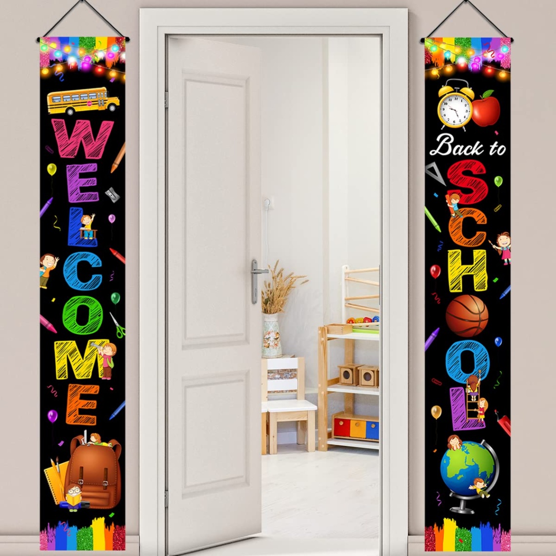 back to school decor Bulan 3 Welcome Back to School Decorations-Back to School Porch Sign First Day of  School Hanging Banners Flags Sign Backdrop Welcome or Ready to Learn Porch