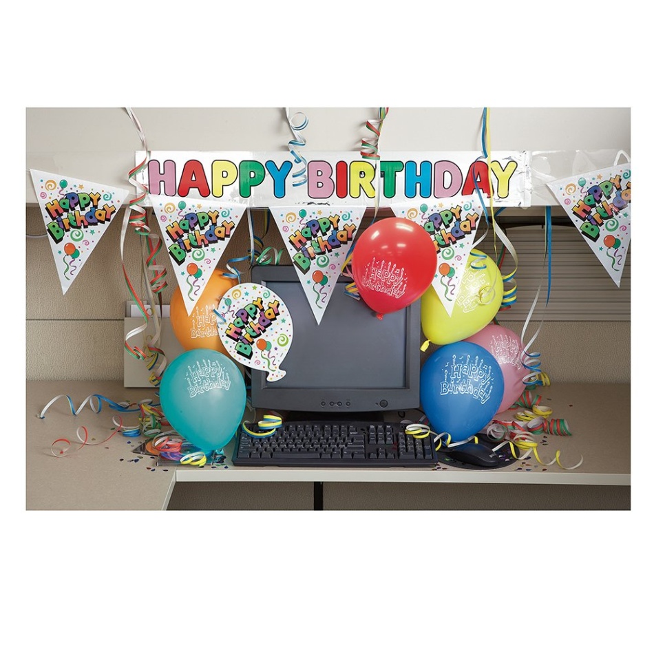 birthday cubicle decorating ideas Bulan 5 Multicolor Office Table Birthday Decorating Kit -  Set (Balloons and  Banner) - Perfect for Office Birthday Celebrations