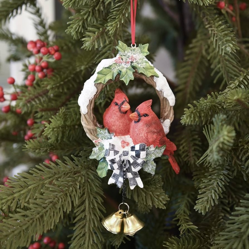 cardinal xmas decoration Niche Utama Home Cardinal Christmas Ornaments Hanging Decoration - Red Cardinal Ornament  with Bell Chrismas Decor ." L x ." W x