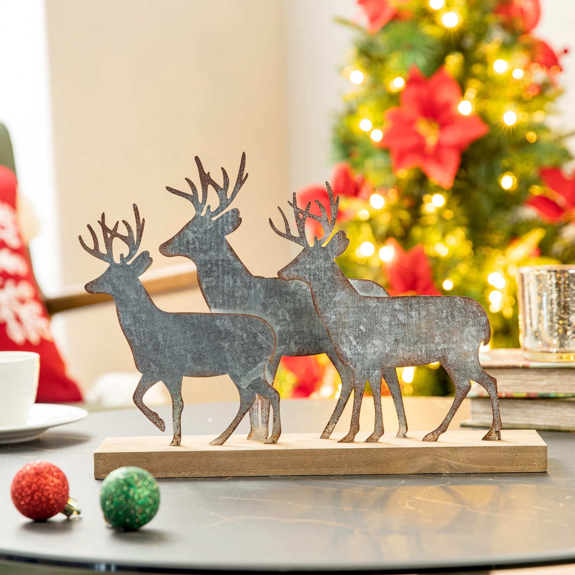 christmas reindeer decoration Niche Utama Home glitzhome Christmas Reindeer Table Decoration